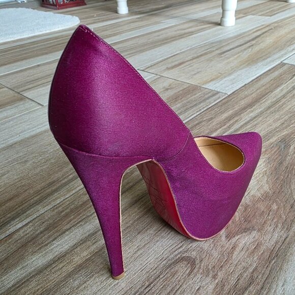 PRICED DROP! Christian Louboutin Def Daffodiles Purple Satin Shoes 160 Eur. 34.5 - Picture 7 of 16